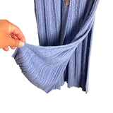 Free People Beach Blue Open Knit Button Up Side Slits Sweater Dress NWT- Size S (sold out online)