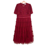 Ivy City Co Red Anastasia Tiered Beaded Embellished Tulle Dress - Size XXL (Sold Out Online!)