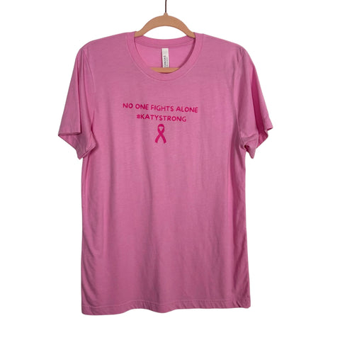 Bella + Canvas Pink No One Fights Alone Tee - Size M