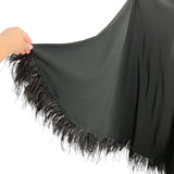 Hutch Black One Shoulder/Cape with Feather Hem Dress NWT- Size XL
