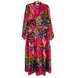 Crosby by Mollie Burch Satin Metallic Animal Print Belted Dress- Size XXL (see notes, sold out online)