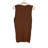 No Brand Brown Sleeveless High Side Slit Top + Shorts - Size S