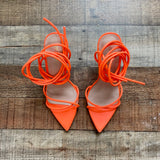 Elisabet Lang Neon Orange Strappy Lace Up Pointed Toe Heel Sandals- Size 7 (see notes)