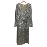 H&M Silver Sequins Wrap Dress- Size XXL