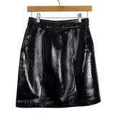 Zara Woman Black Front Zip Faux Leather Skirt - Size XS
