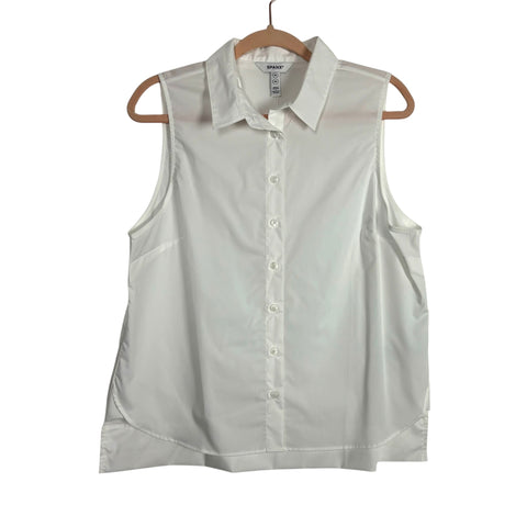 Spanx White Poplin Button Up Sleeveless Top NWT- Size M