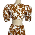 No Brand White/Brown Printed Side Cutout Dress - Size XS