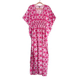 Sheridan French Pink/White Pattern with Smocked Elastic Waist Caftan Dress- Size 8 (see notes)