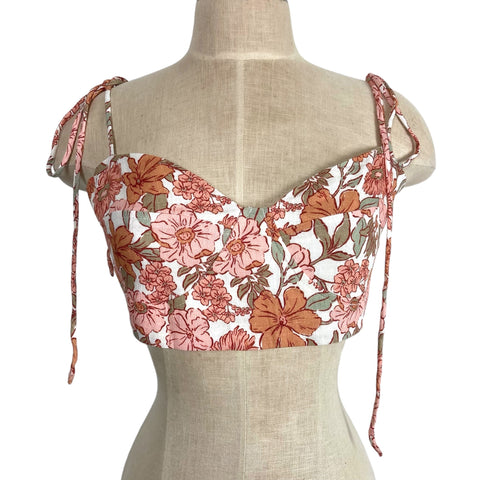 Amalie by Showpo Wild Flower Floral Print Linen Tie Strap Crop Tank NWT- Size 12 (we have matching button up)