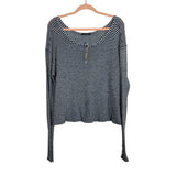Brandy Melville Navy and White Striped Long Sleeve Top- One Size Fits All (see notes)