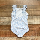 Minnow x Brock Collection White with Blue Floral Print and Ruffle Straps One Piece- Size 5T/6T (see notes)