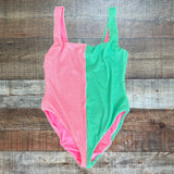 Show Me Your Mumu Pink/Teal Color Block Textured One Piece- Size XXL (sold out online)