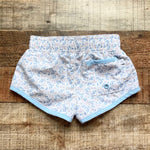 Minnow White/Light Blue Leaf Print Swim Trunks- Size 1T