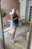 Maacie Hydrangea Blue with Inner Shorts Maternity Yoga Shorts- Size S (see notes)