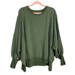 We the Free Moss Green Wide Neck with Exposed Seams Sweatshirt NWT- Size M