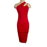 Grace Karin Red Double Strap One Shoulder with Side Ruching Dress NWT- Size S