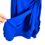 No Brand Royal Blue Drape Neckline Faux Wrap Dress- Size L (see notes)