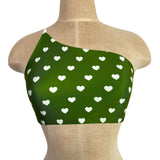 Fit Mama Green Heart Print One Shoulder Sports Bra- Size S (we have matching leggings)