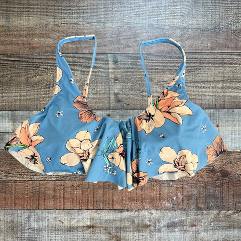 Cupshe Blue/Flower Print Swim Top - Size M