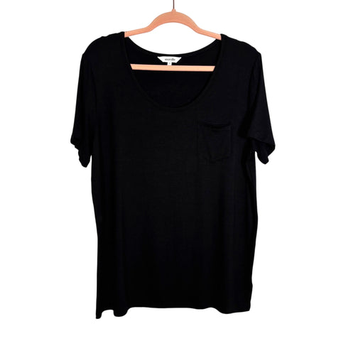 Amaryllis Black Scoop Neck Top - Size M