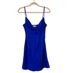 Lovers + Friends Blue Satin Drape Front Dress- Size M (see notes)