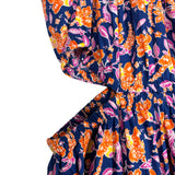 J Crew Navy Floral Side Cutouts Tie Strap Dress- Size M (sold out online)