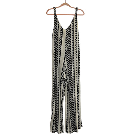Elan Cream/Black Patterned Jumpsuit - Size S