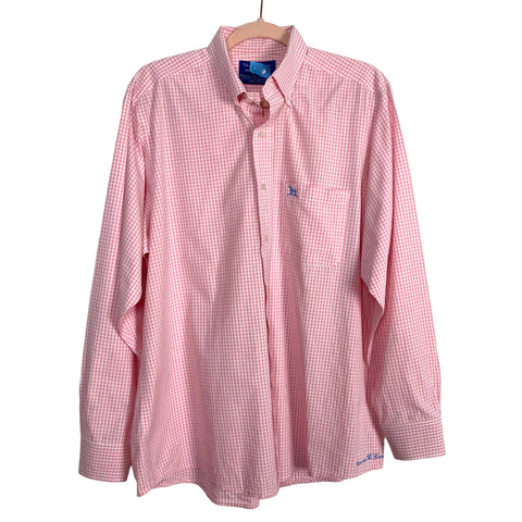 Over Under Men’s Pink/White Checkered Dress Shirt- Size L (see notes)