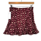 AURA Maroon Floral Print Shorts NWT - Size S (Sold Out Online!)