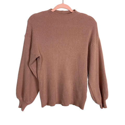 DO+BE Blush Mock Neck Balloon Sleeve Sweater- Size S