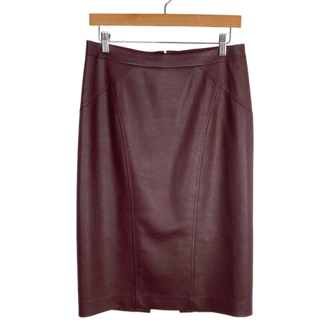 BCBGMAXAZRIA Brown Faux Leather with Back Slit Pencil Skirt- Size S (see notes)