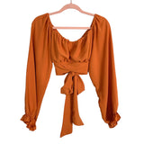 Lyaner Orange Off the Shoulder Cropped Top and Skirt Set- Size L (sold as a set)