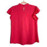 No Brand (Jane Fashion) Coral Pink Gauze Ruffle Top- Size S