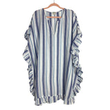 J Crew Beachwear White and Blue Striped Linen/Cotten Blend Cover Up Dress- Size 2X