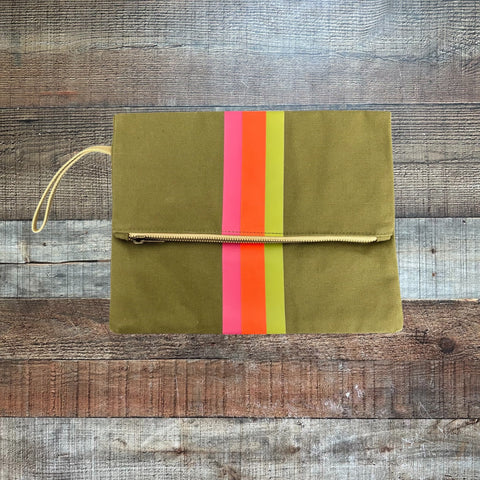 Bagging Rights Olive Fold Over Clutch - (Like New)