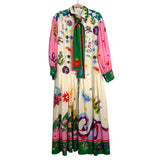 No Brand Cream Printed Collared Button Up Dress- Size L