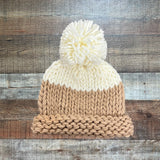 Time And True Two Tone Knit Pom Beanie Hat