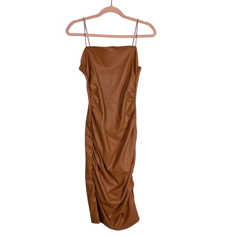 Superdown Brown Faux Leather Cinched Sides Dress NWT- Size S (sold out The Saved Collection Superdown Brown Faux Leather Cinched Sides Dress NWT- Size S (sold out The Saved Collection