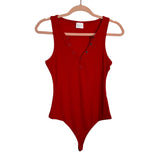 ABOUND Red Ribbed Front Snap Tank Bodysuit- Size S