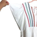 Knox Rose White with Colorful Embroidered Front Tie Dress- Size XL