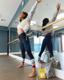The Upside Black Drawstring Leggings with Colorblock Hem- Size 4 (Inseam 25")