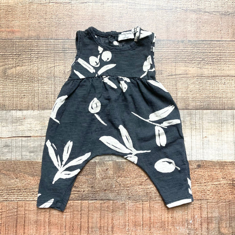 1+ In the Family Washed Black/Beige Pattern Jumpsuit- Size 3M