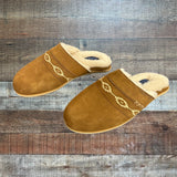 Hari Mari Nubuck Leather Faux Fur Lined Mule Slippers- Size 6