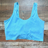 Beach Riot Sport Blue Cinched Front Built in Shelf Bra Cropped Tank- Size XL