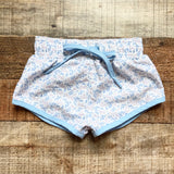 Minnow White/Light Blue Leaf Print Swim Trunks- Size 1T