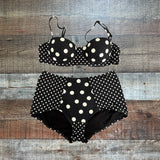 Dolce & Gabbana Beachwear Black/White Polka Dot Bikini Set - Size S