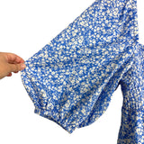 Tuckernuck Blue White Floral Smocked Bodice Puff Sleeve Dress- Size XL