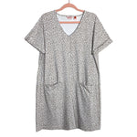 Persifor Brown/White Pattern V-Neck Dress- Size XL