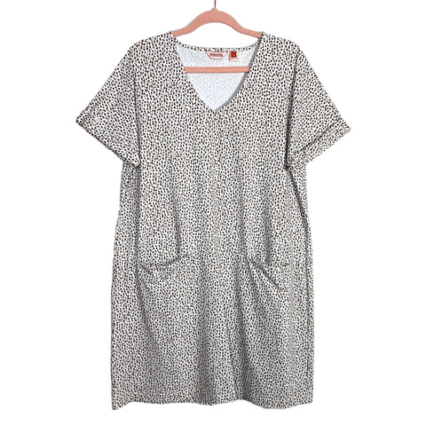 Persifor Brown/White Pattern V-Neck Dress- Size XL
