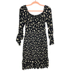 No Brand Black/White Floral Print Off the Shoulder Ruffle Smocked Dress- Size ~S (see notes)